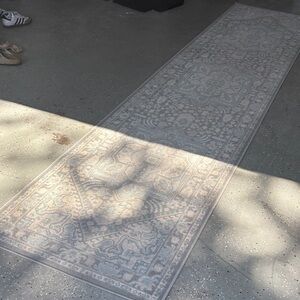 Elegant Gray and Cream 12ft Runner Rug